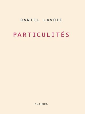 cover image of Particulités